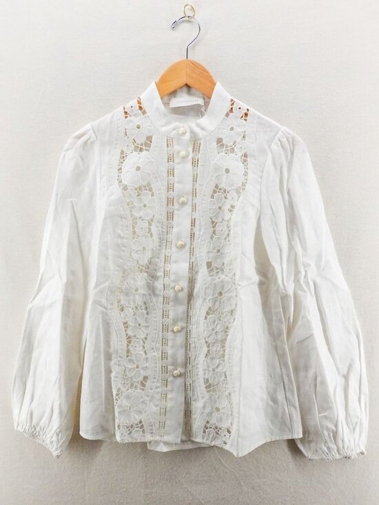 Zimmermann Halcyon Broderie Shirt White US 8 - Picture 7 of 15